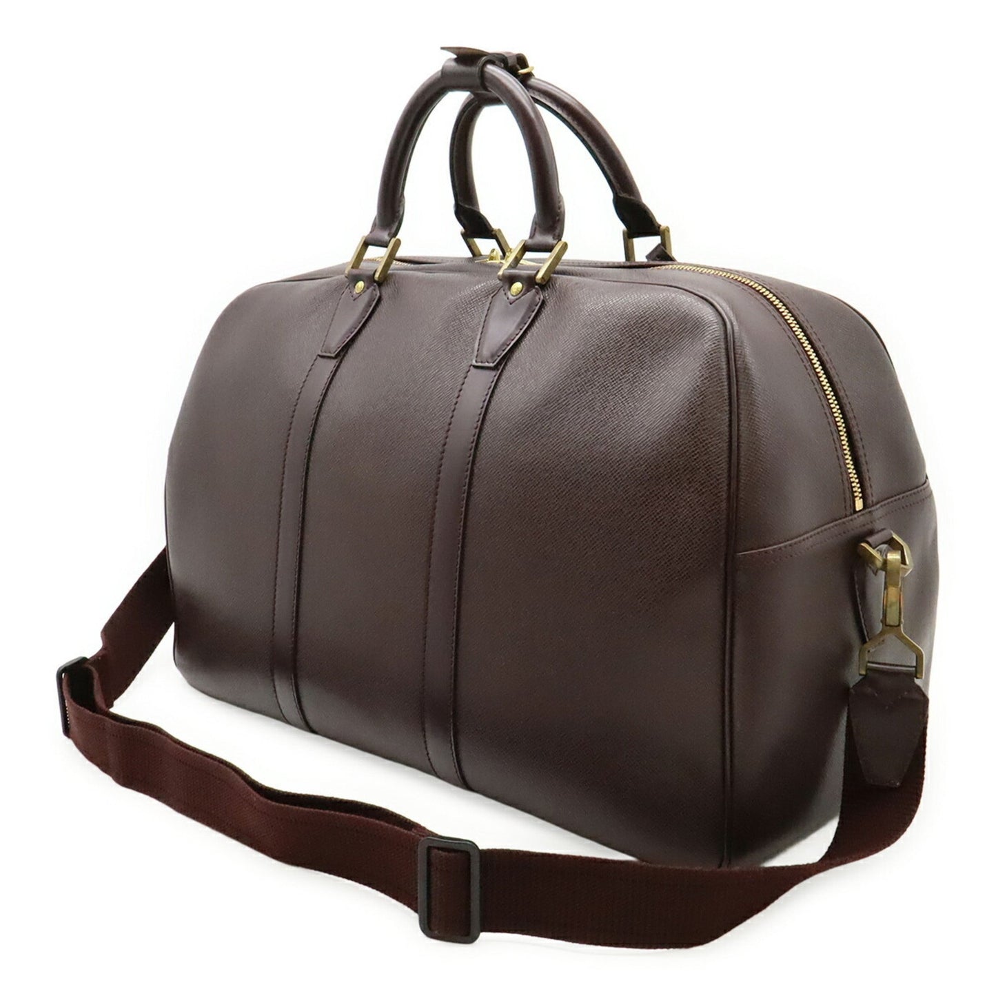 Louis Vuitton Kendall Handbag Taiga Leather, BROWN, LEATHER, Travel bag