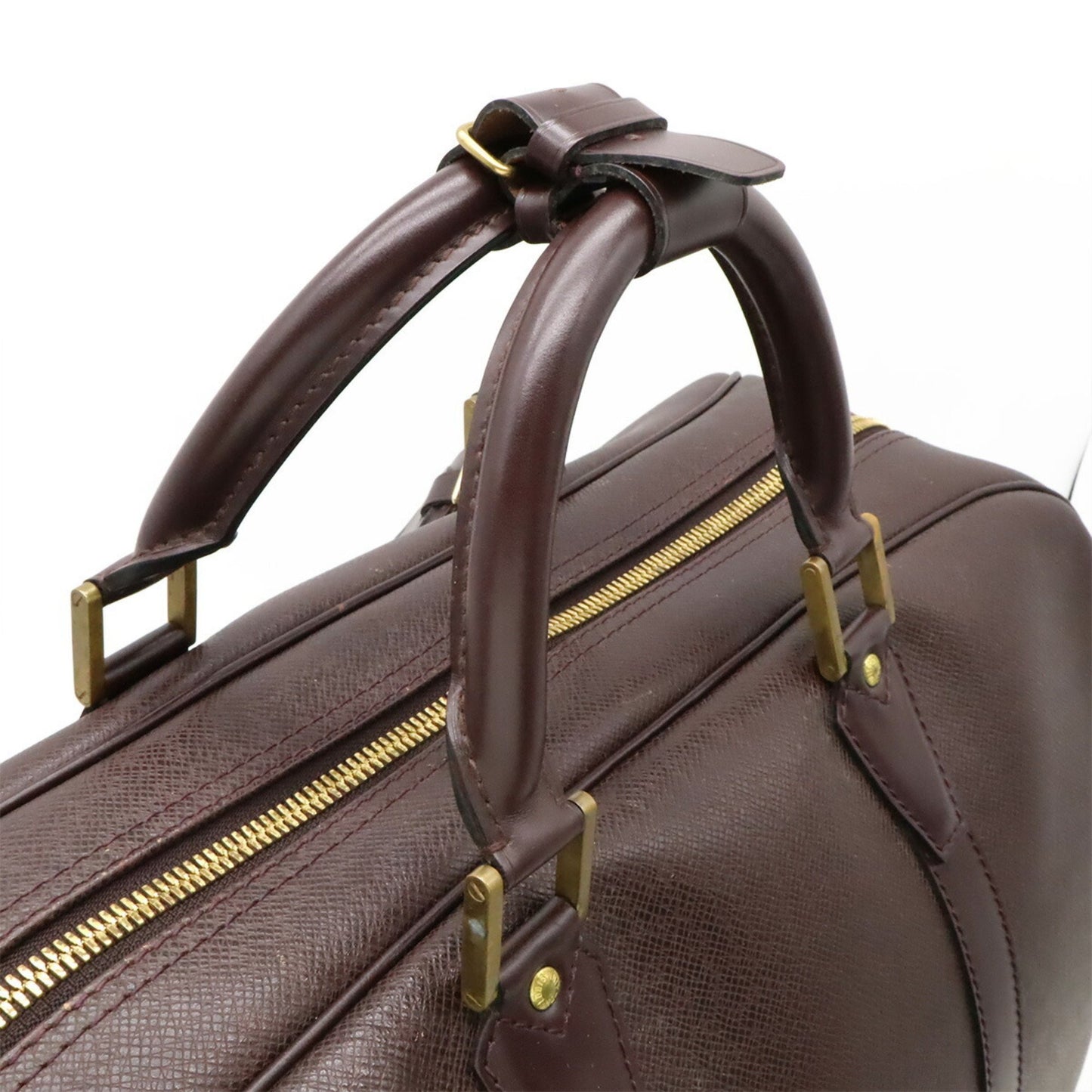 Louis Vuitton Kendall Handbag Taiga Leather, BROWN, LEATHER, Travel bag