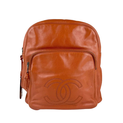Chanel -, Orange, Leather, backpack