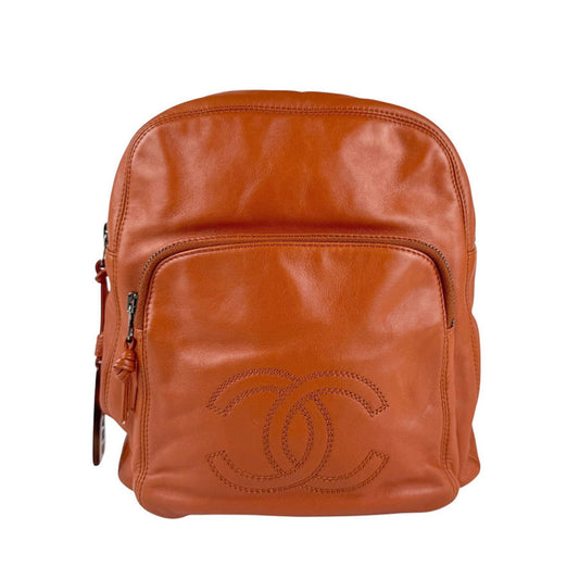 Chanel -, Orange, Leather, backpack