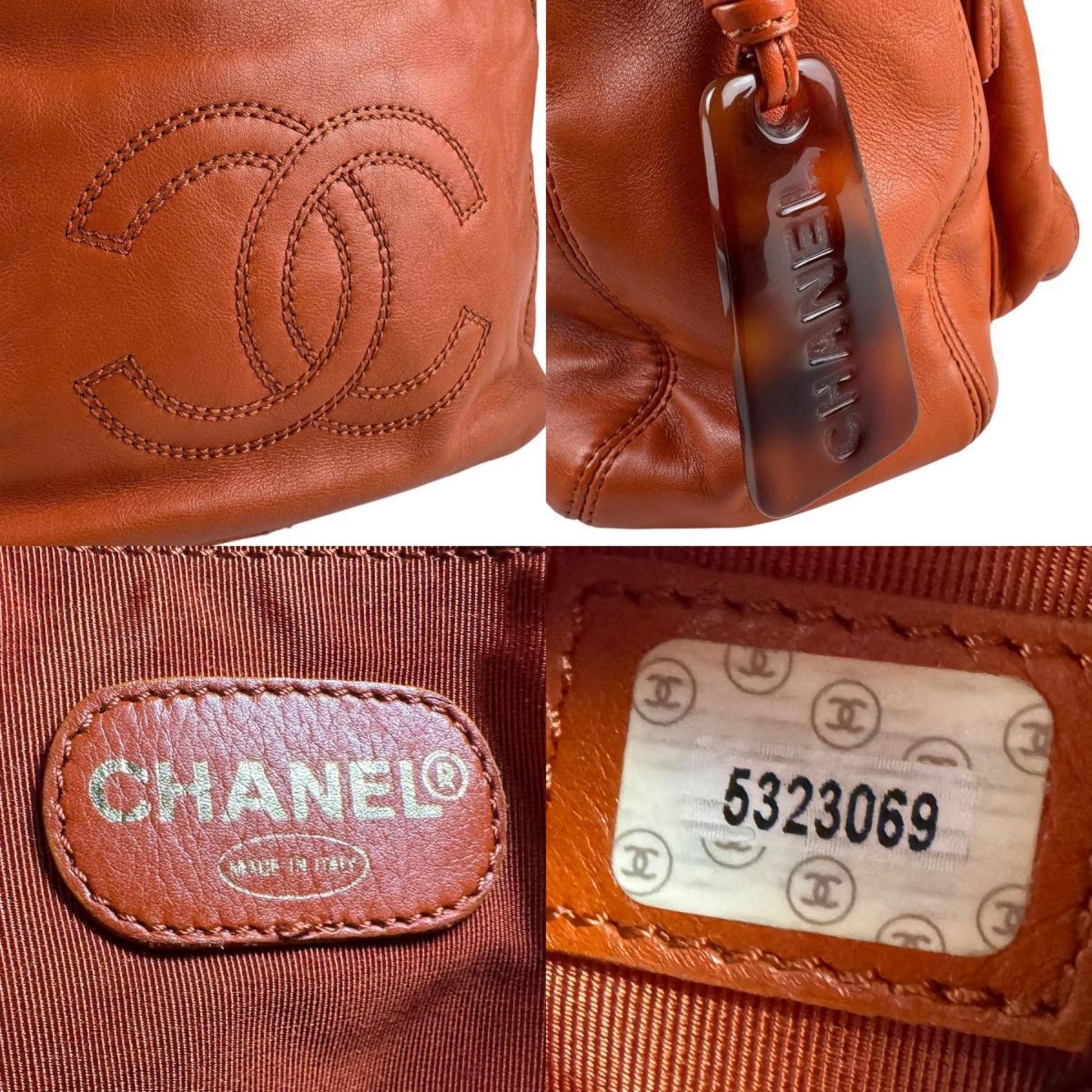 Chanel -, Orange, Leather, backpack