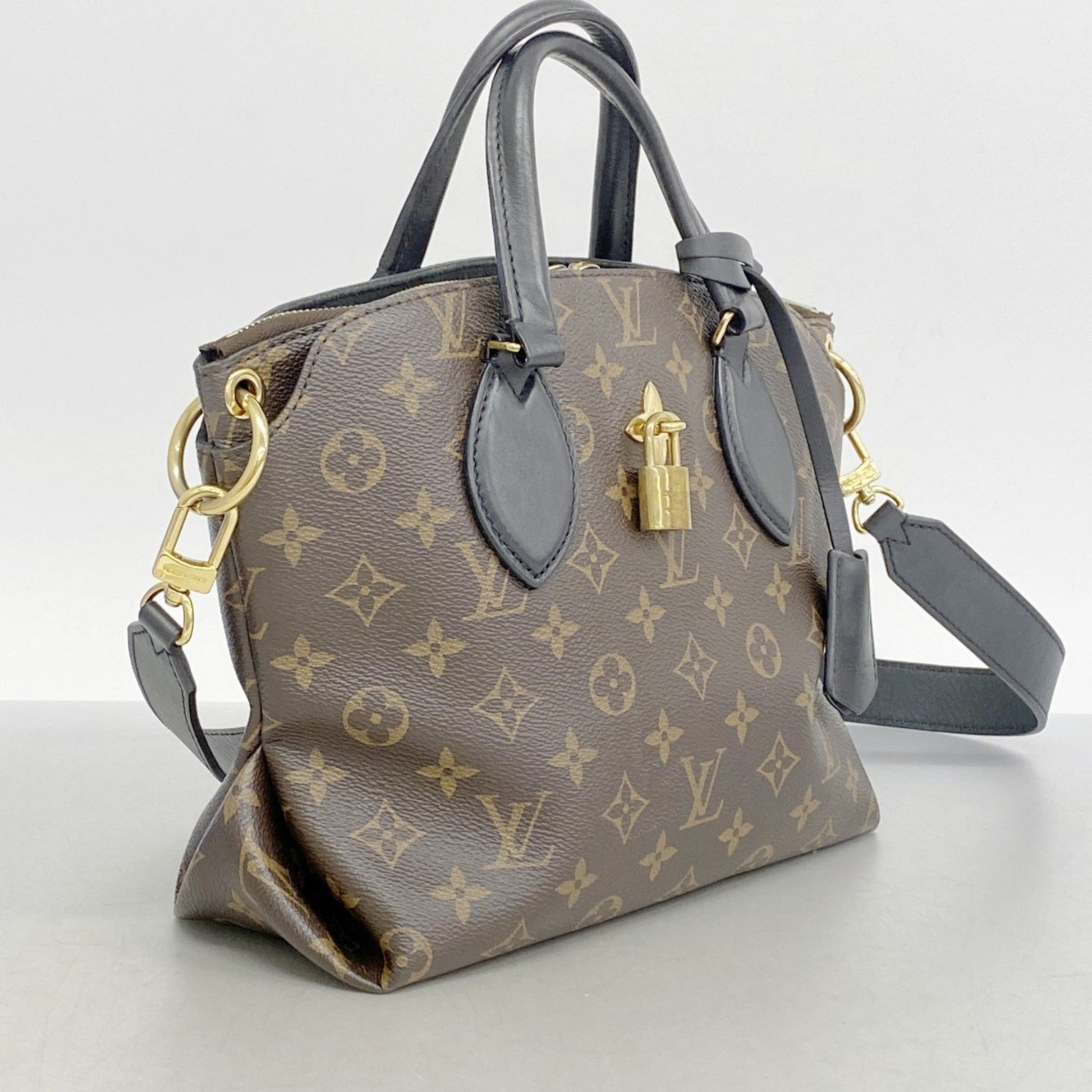 Louis Vuitton Flower, Black, Canvas, handbag