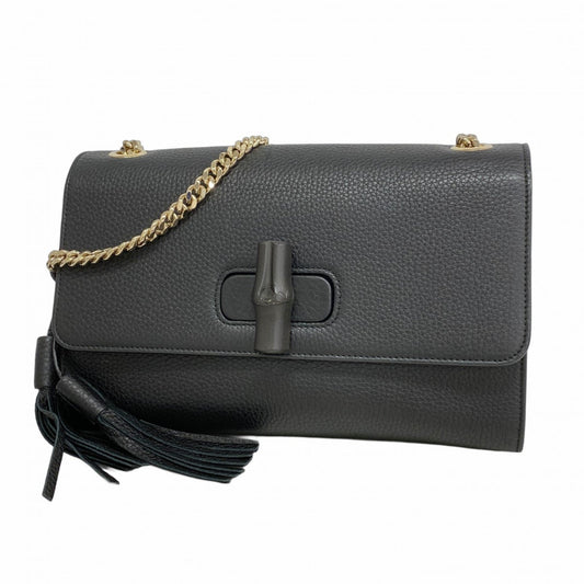 Gucci Bamboo, Black, Leather, shoulder
