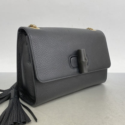 Gucci Bamboo, Black, Leather, shoulder