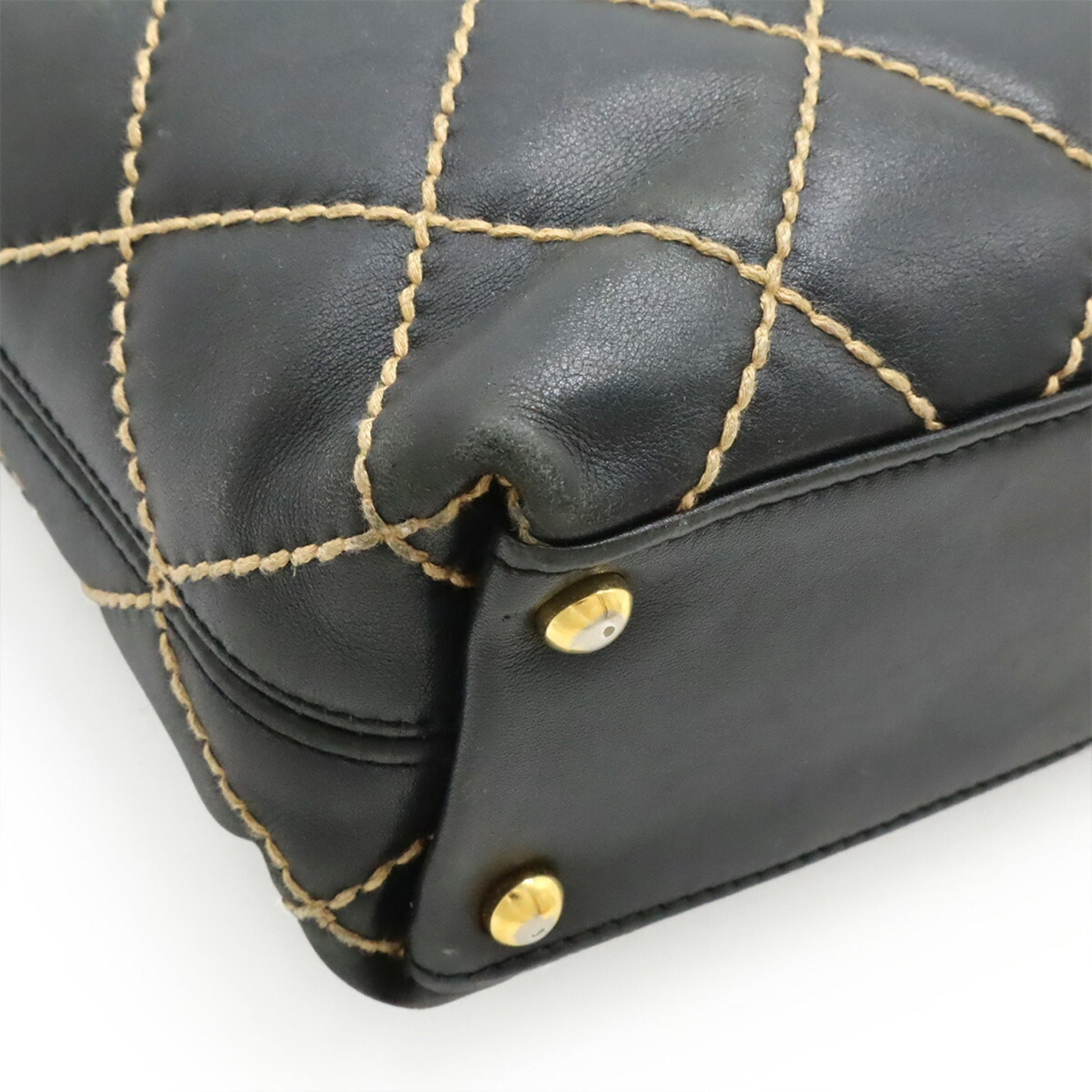 Chanel Wild stitch, Black, Leather, tote