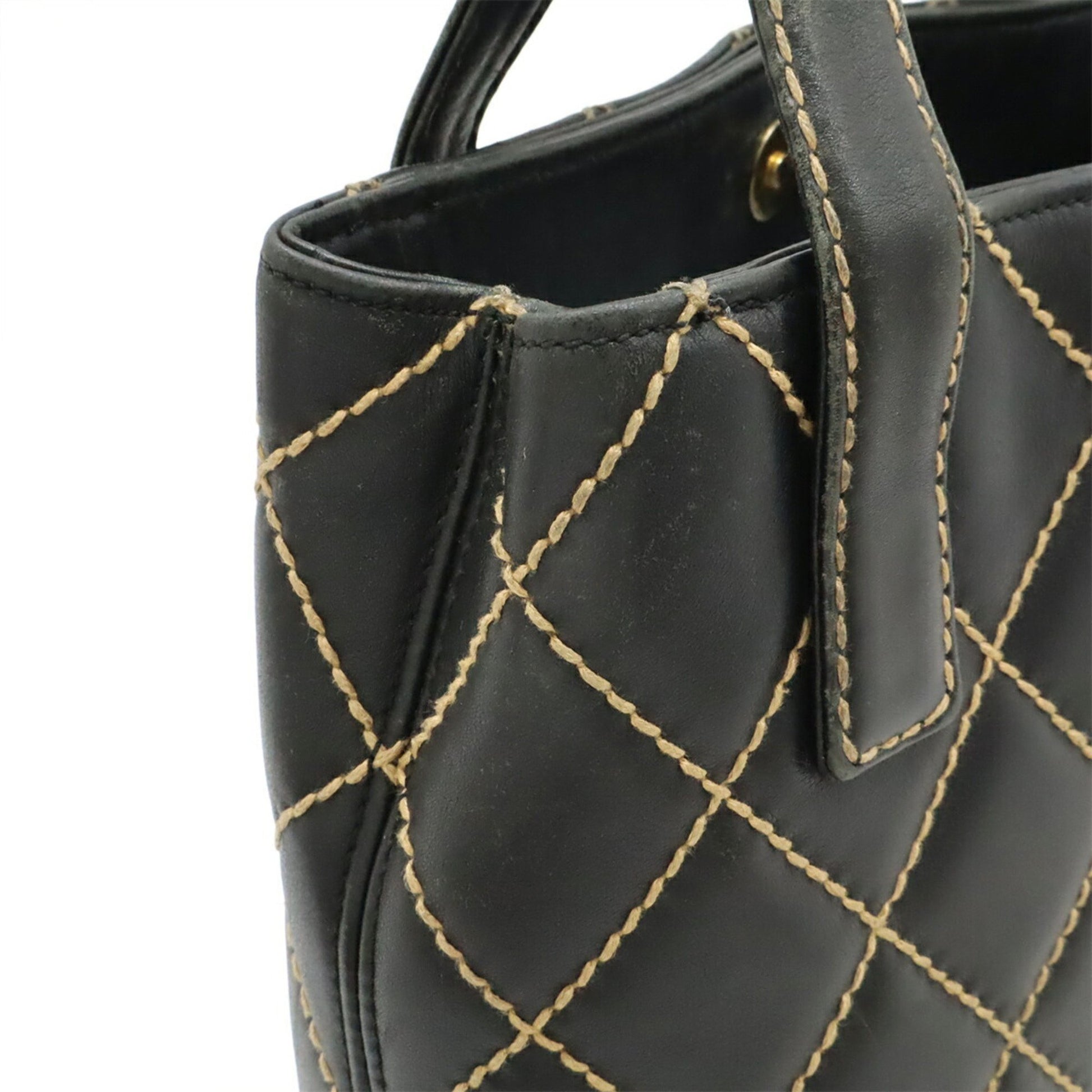 Chanel Wild stitch, Black, Leather, tote
