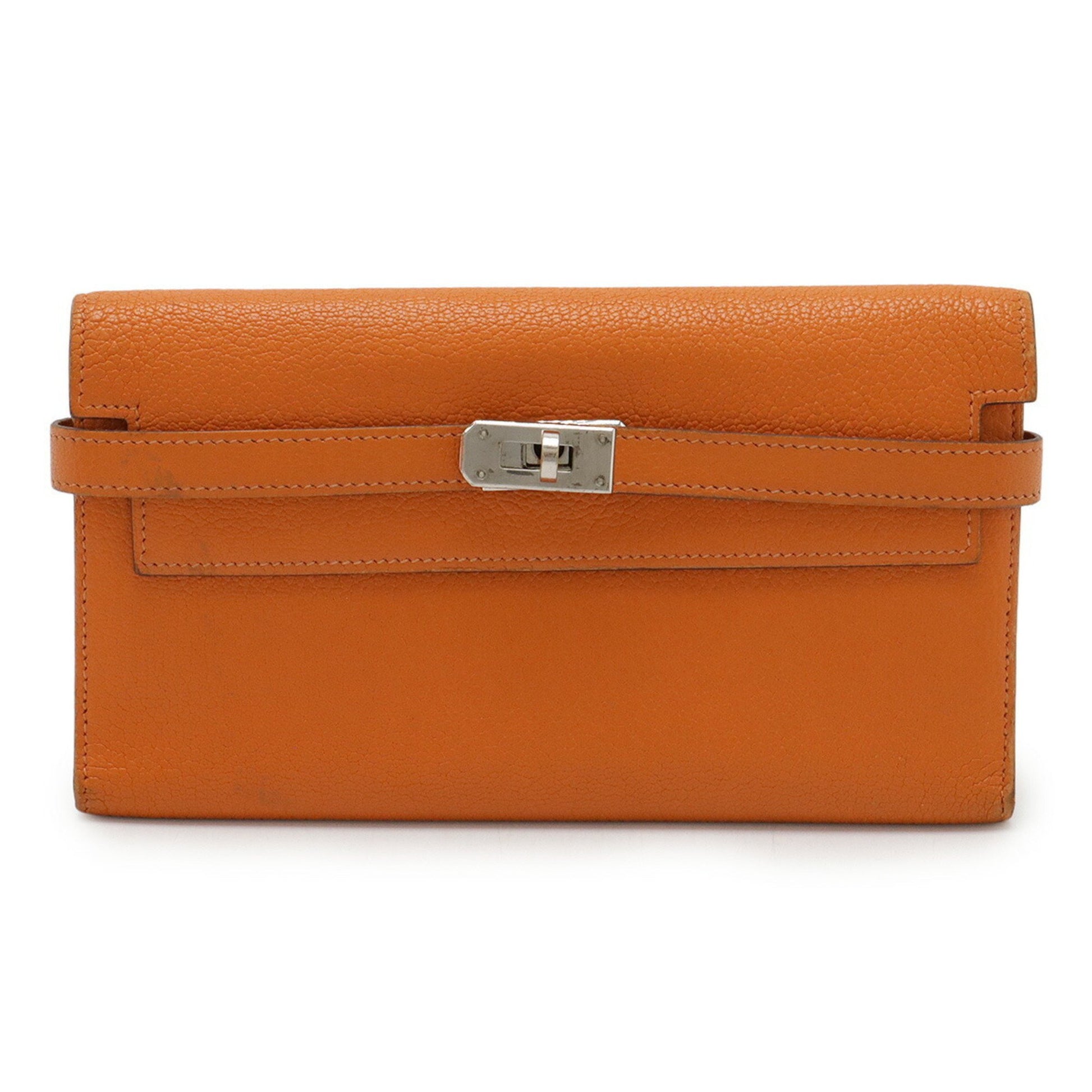 Hermès Kelly, Orange, Leather, wallet