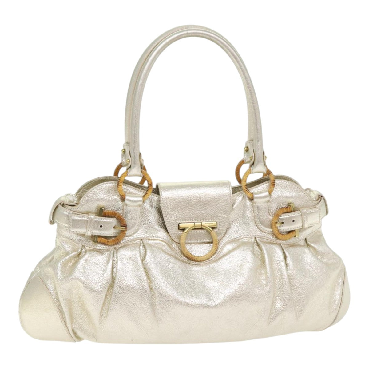 Salvatore Ferragamo Marisa, Gold, Leather, handbag