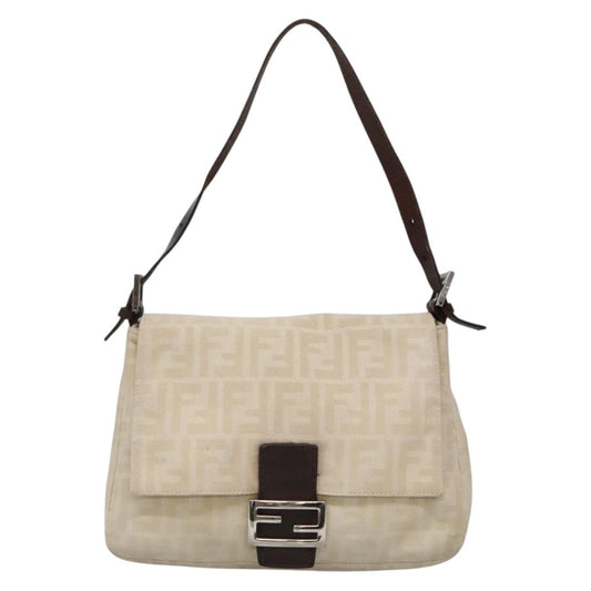 Fendi Mamma Baguette, Beige, Canvas, shoulder