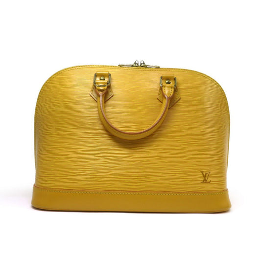 Louis Vuitton Alma, Yellow, Leather, handbag