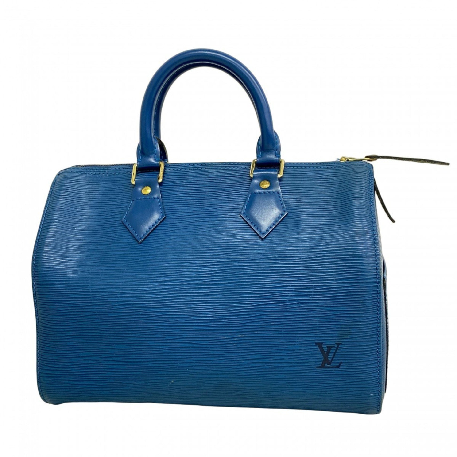 Louis Vuitton Speedy, Blue, Leather, handbag