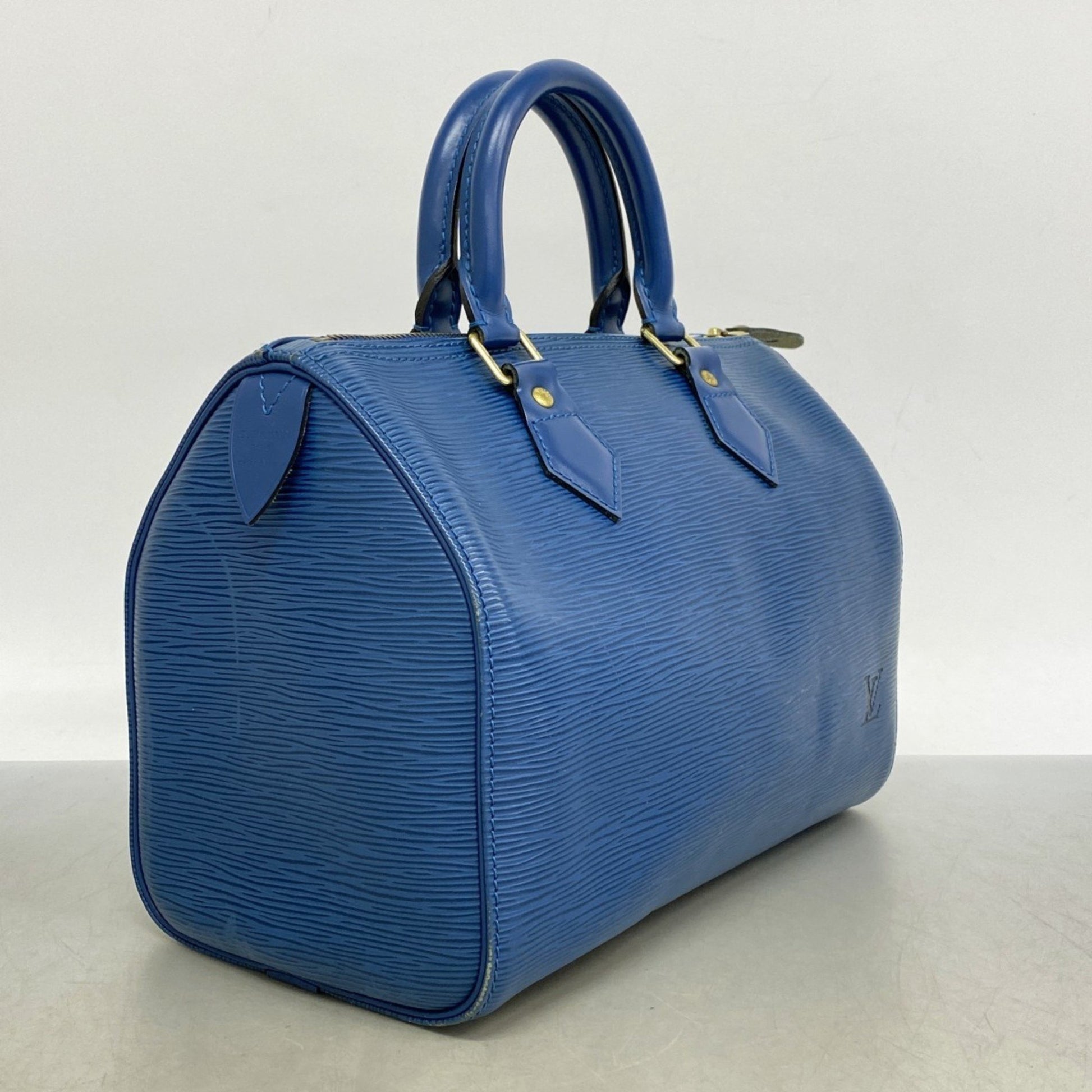 Louis Vuitton Speedy, Blue, Leather, handbag