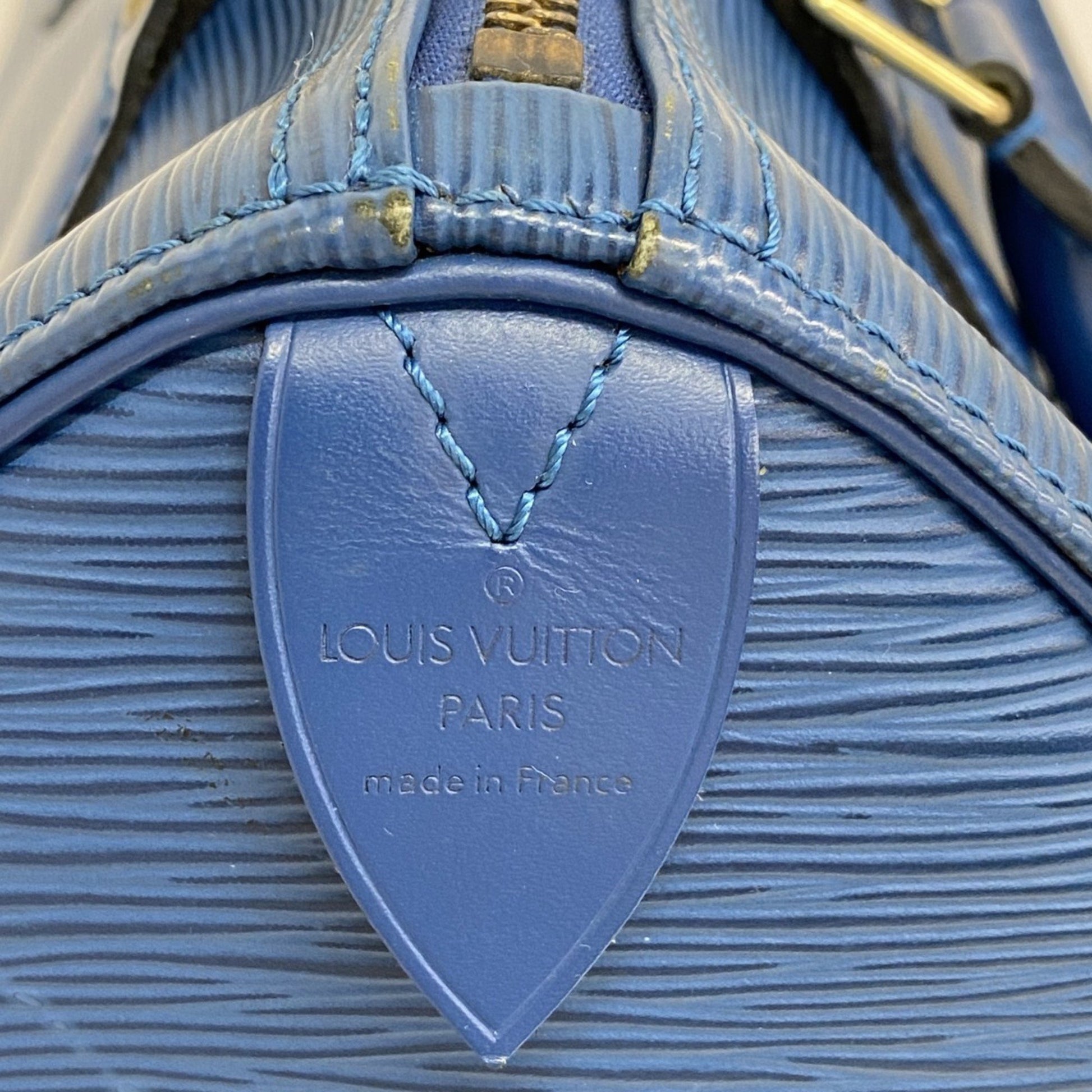 Louis Vuitton Speedy, Blue, Leather, handbag