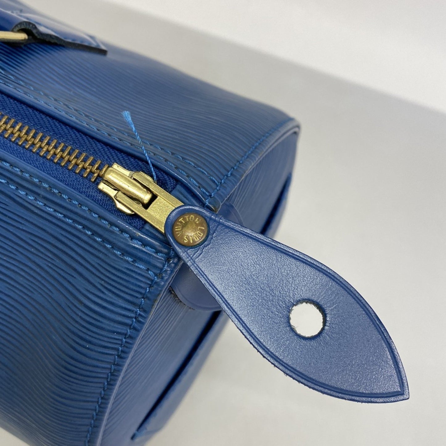 Louis Vuitton Speedy, Blue, Leather, handbag