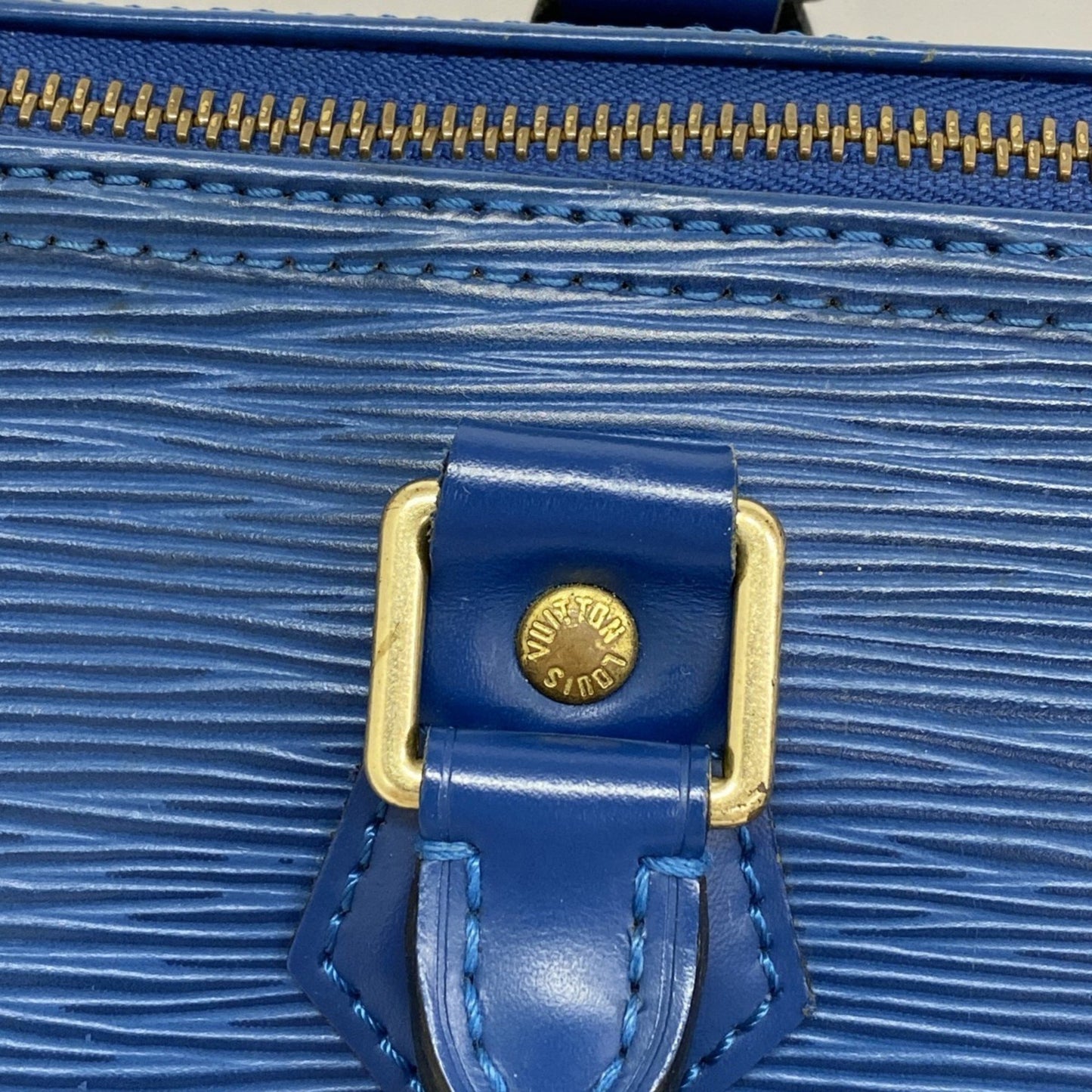 Louis Vuitton Speedy, Blue, Leather, handbag