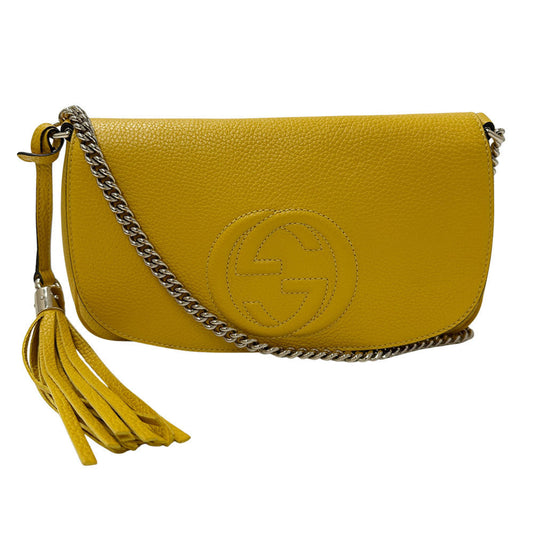 Gucci Interlocking G, Yellow, Leather, shoulder