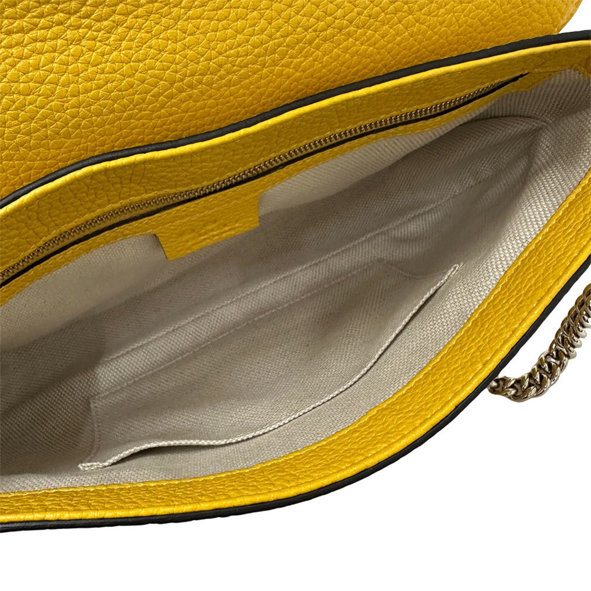 Gucci Interlocking G, Yellow, Leather, shoulder