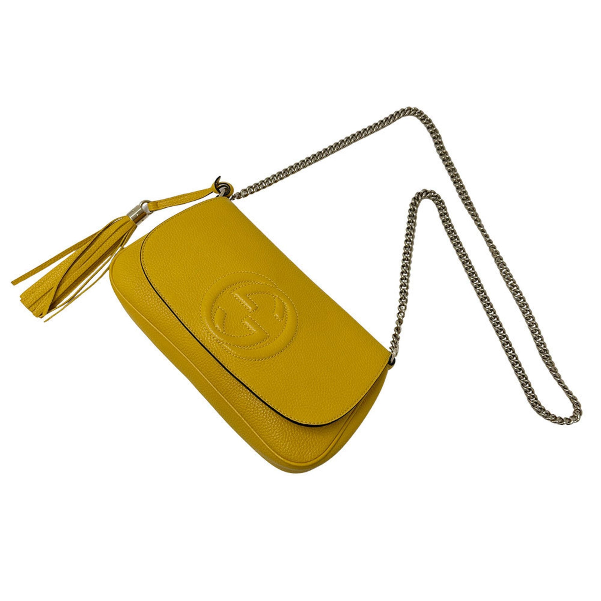 Gucci Interlocking G, Yellow, Leather, shoulder