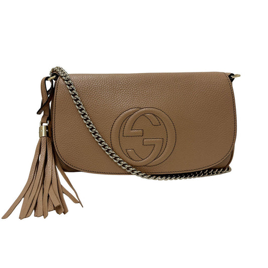 Gucci Interlocking G, Beige, Leather, shoulder