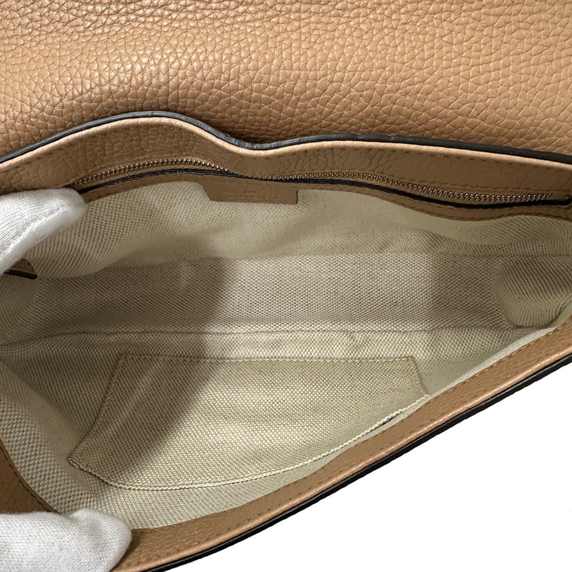 Gucci Interlocking G, Beige, Leather, shoulder