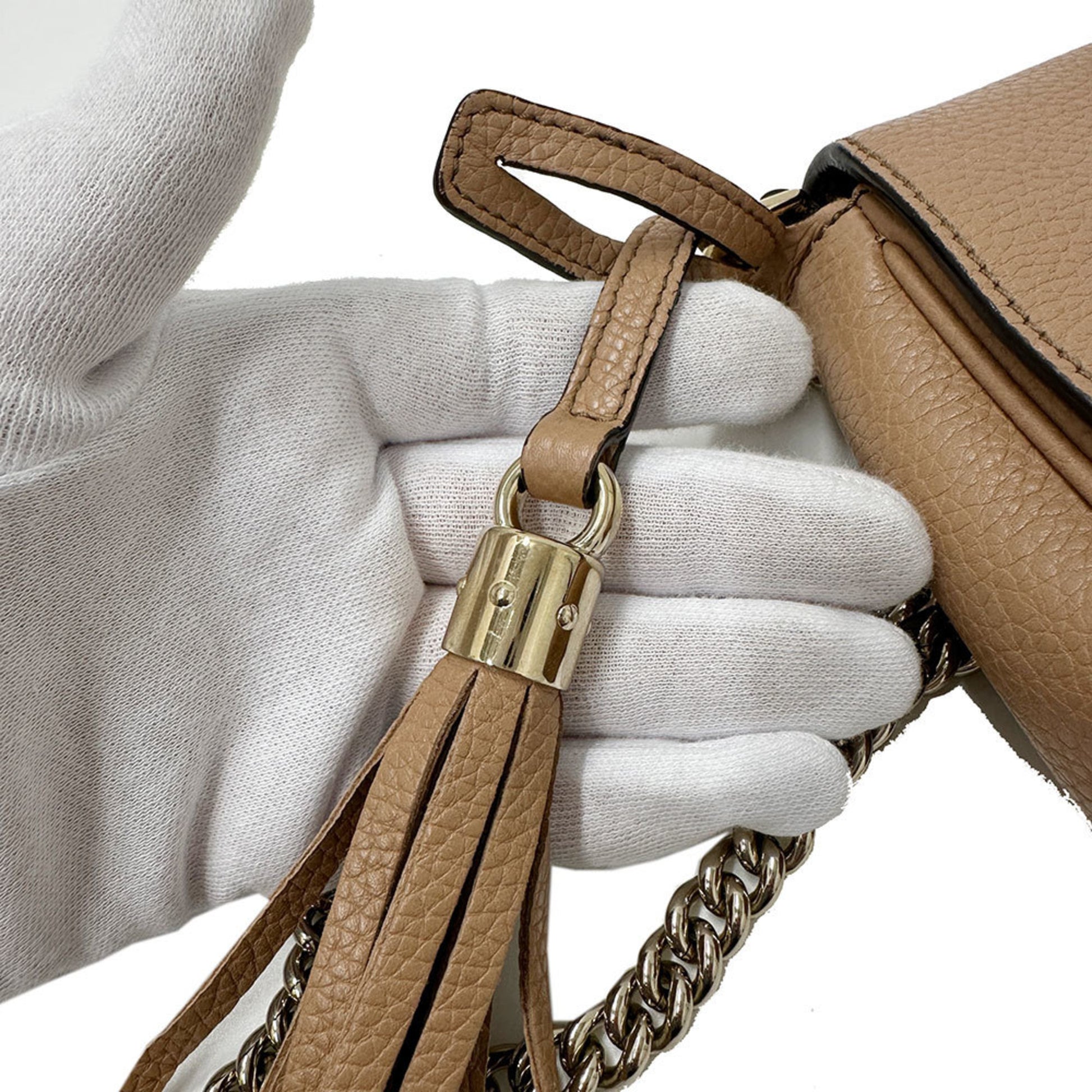 Gucci Interlocking G, Beige, Leather, shoulder