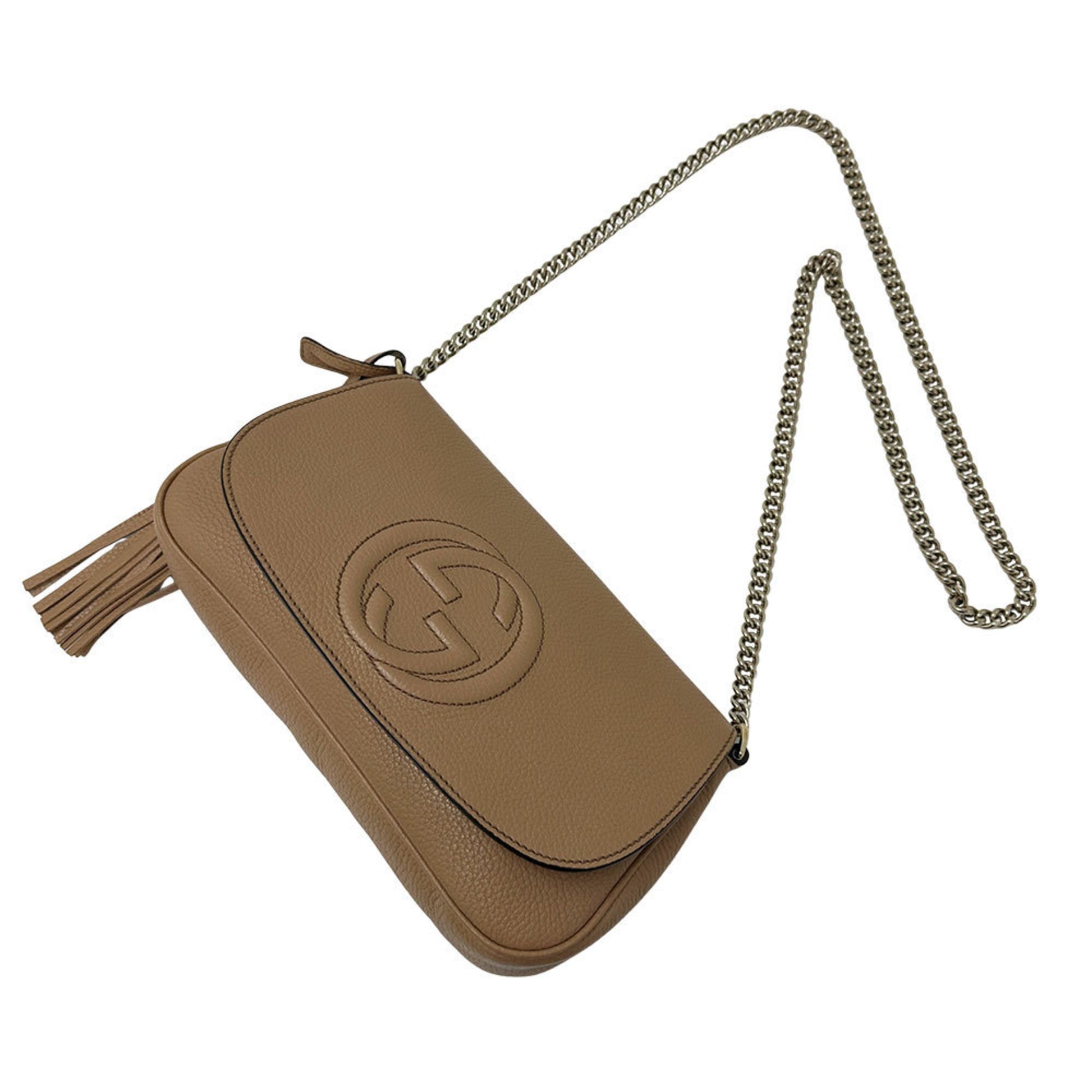 Gucci Interlocking G, Beige, Leather, shoulder