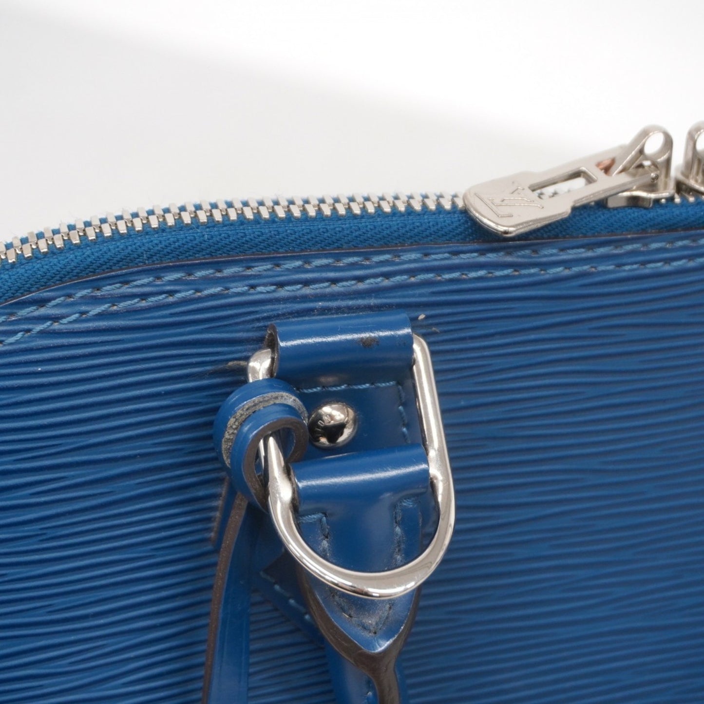 Louis Vuitton Alma, Blue, Leather, handbag