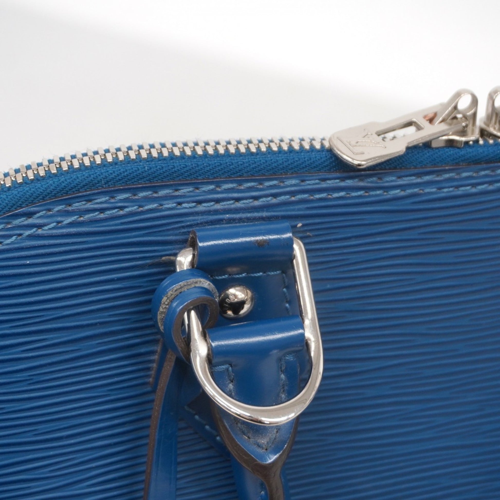 Louis Vuitton Alma, Blue, Leather, handbag