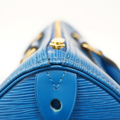 Louis Vuitton Speedy 25, Blue, Leather, handbag
