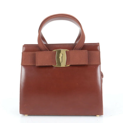 Salvatore Ferragamo Vara Bow Chain Evening Bag Patent, BROWN, LEATHER, Clutche & pouche