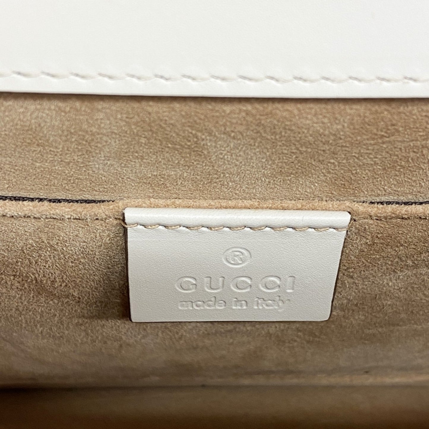 Gucci Sylvie, White, Leather, handbag