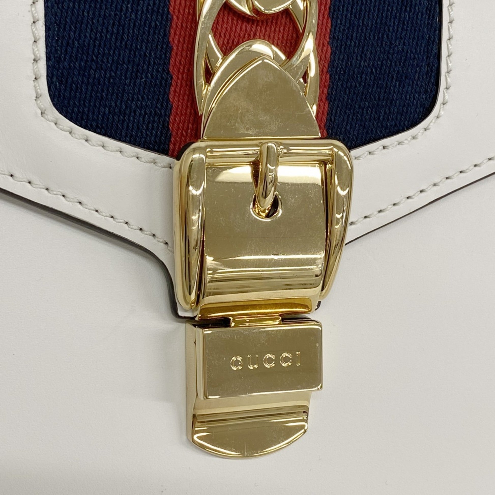 Gucci Sylvie, White, Leather, handbag