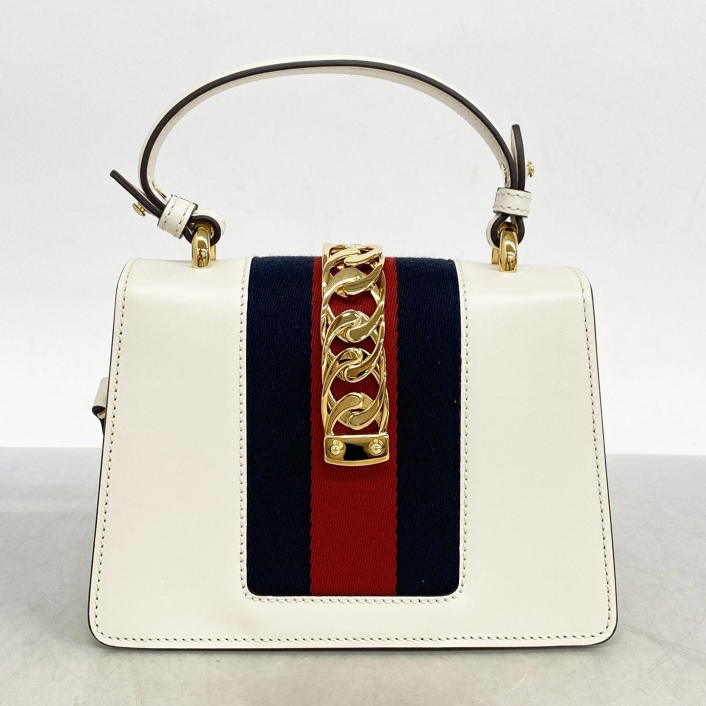 Gucci Sylvie, White, Leather, handbag