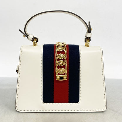 Gucci Sylvie, White, Leather, handbag