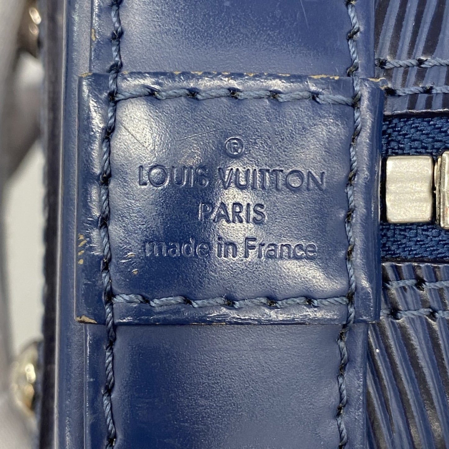Louis Vuitton Alma BB, Blue, Leather, handbag