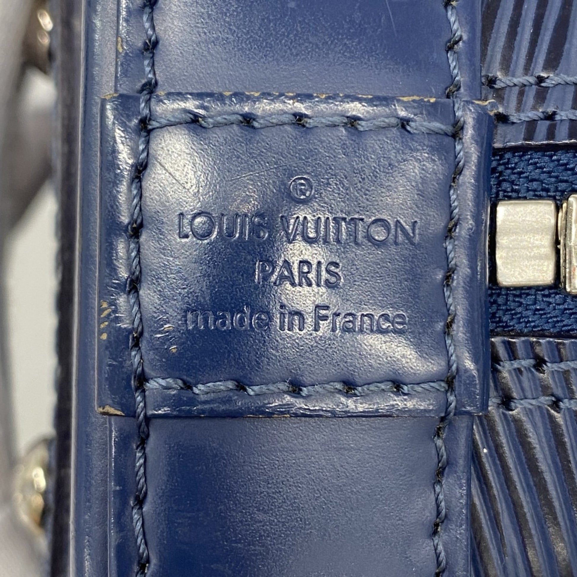 Louis Vuitton Alma BB, Blue, Leather, handbag