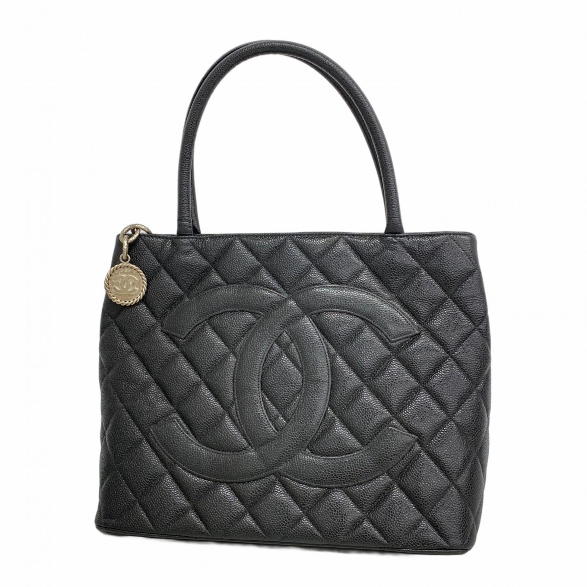 Chanel Coco Mark, Black, Leather, tote