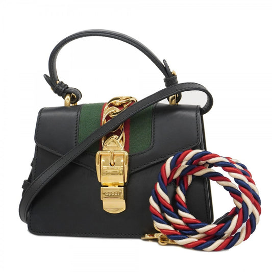 Gucci Sylvie, Black, Leather, handbag