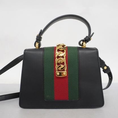 Gucci Sylvie, Black, Leather, handbag