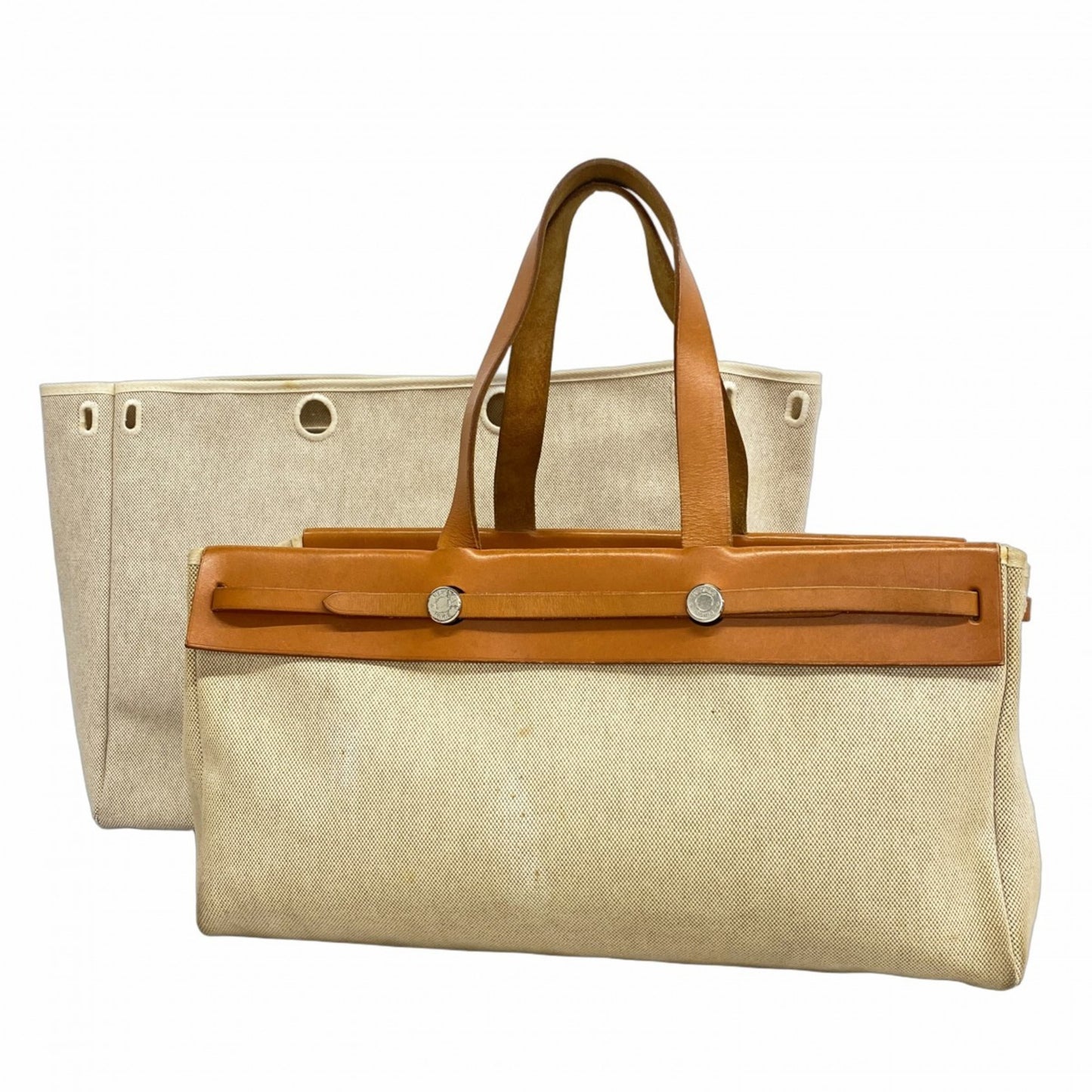 Hermès Herbag, Beige, Canvas, tote
