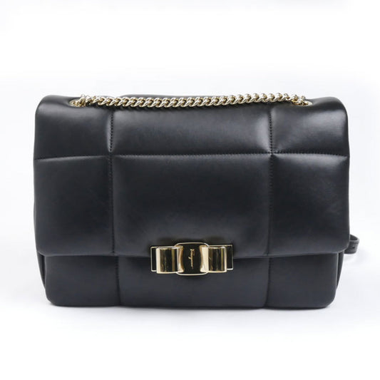 Salvatore Ferragamo Vara, Black, Leather, shoulder