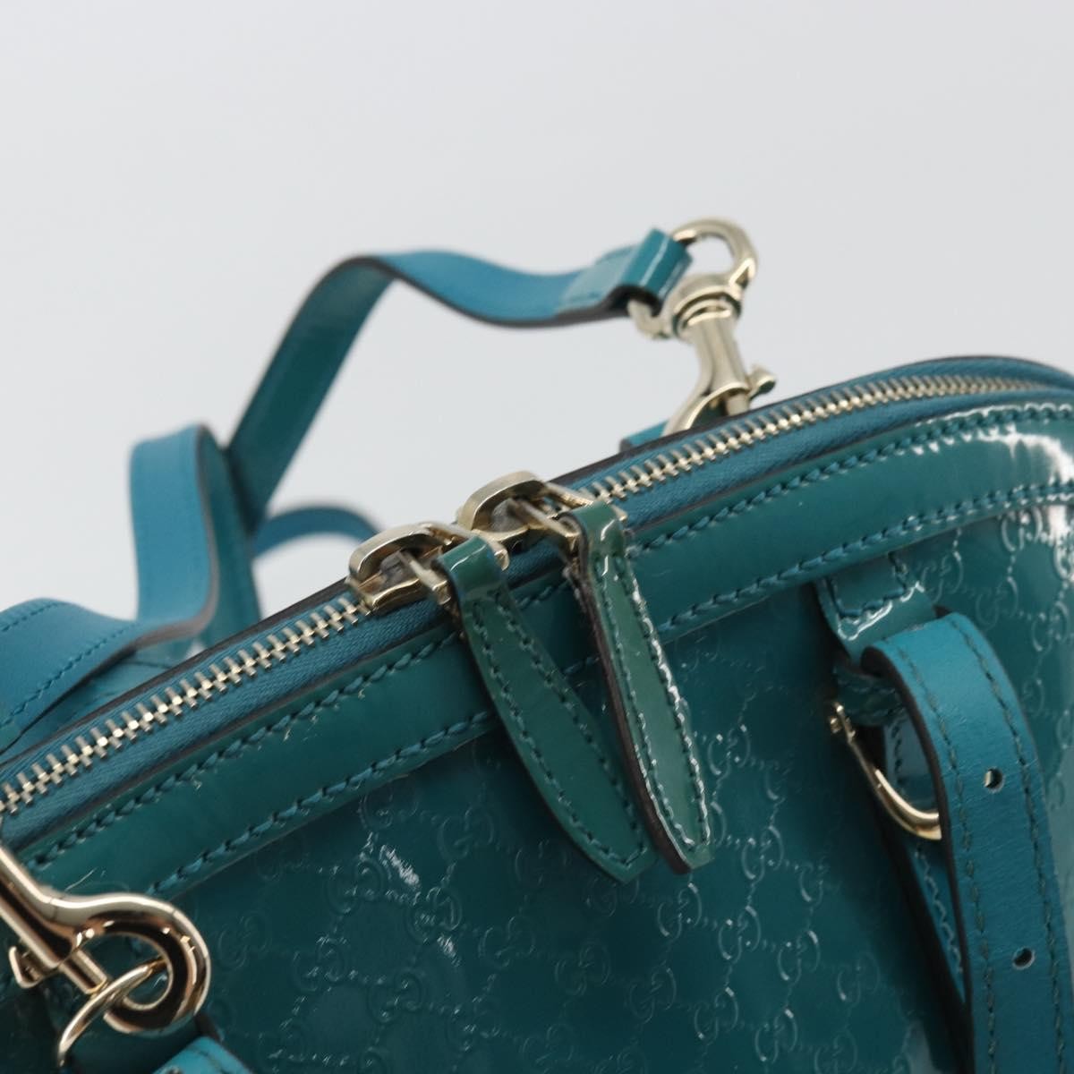 Gucci Nice Top Handle Microguccissima Patent, Turquoise, Patent Leather, Handbag