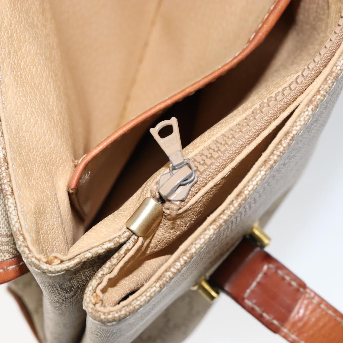 Celine Vintage Macadam Canvas and Leather, Beige, Canvas, Handbag