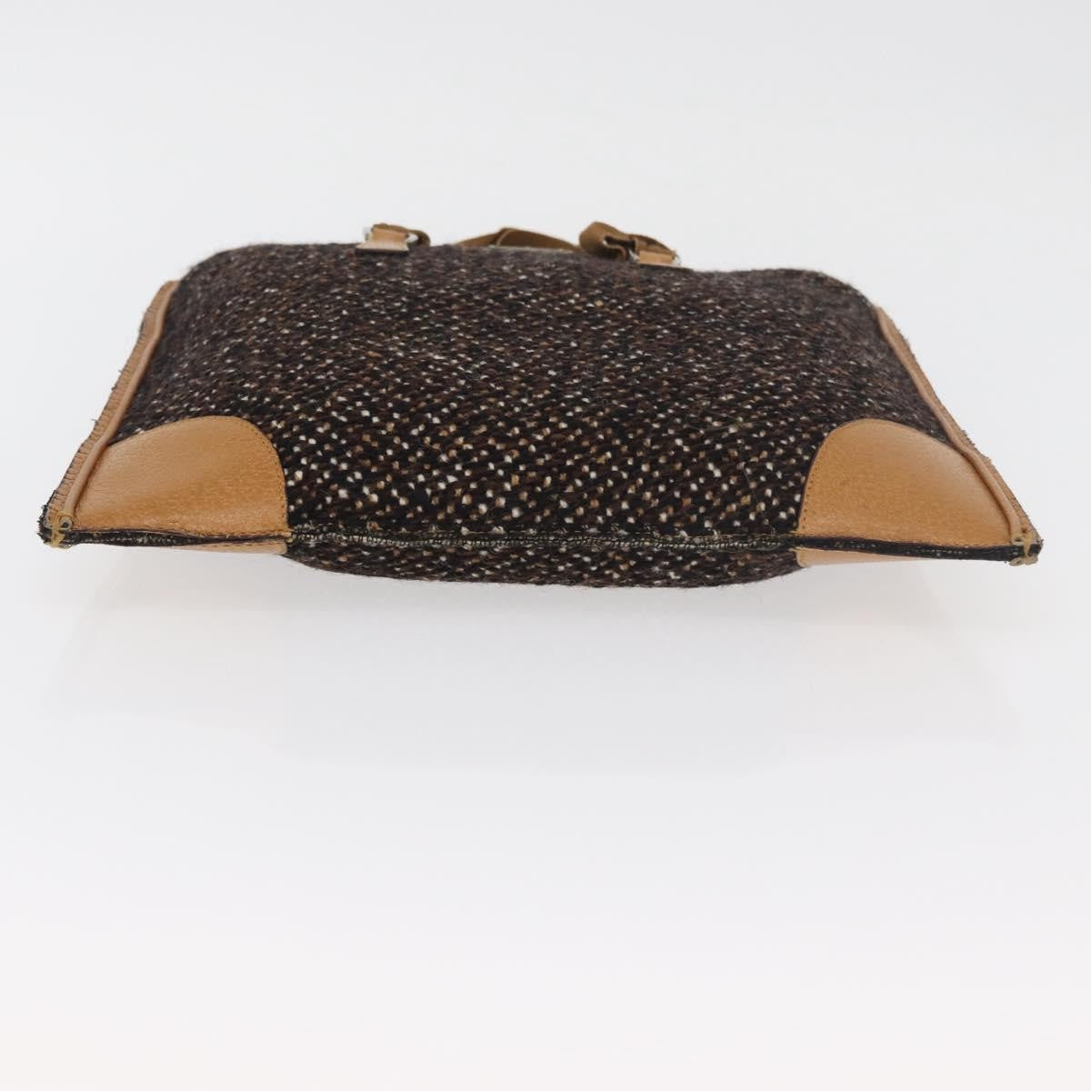 Prada Convertible Open Tweed, Brown, Canvas, Tote Bag