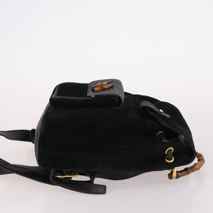 Gucci Vintage Bamboo Suede, Black, Suede, Backpack