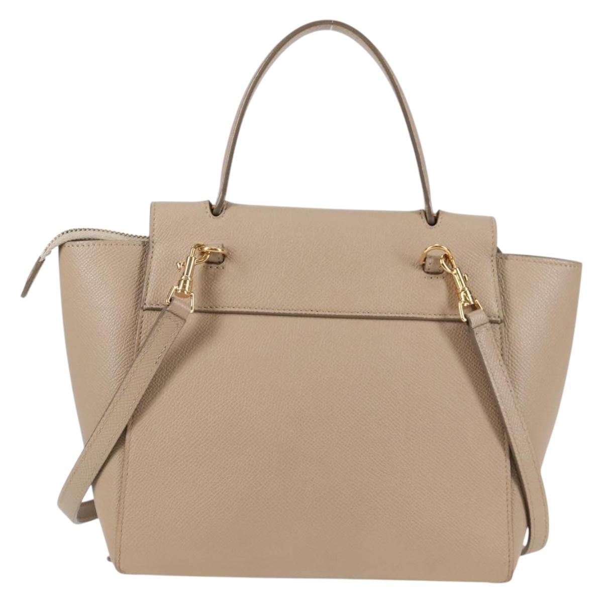 Céline Belt, Beige, Leather, handbag