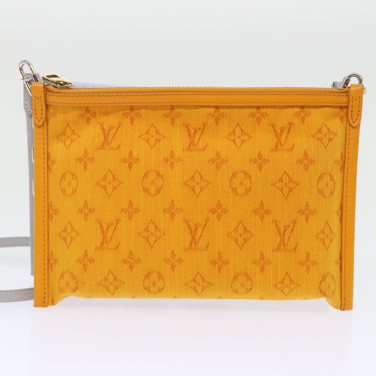 Louis Vuitton Double Flat Messenger Limited Edition Logo Story Monogram Canvas and Denim, Multicolour, Canvas, Clutch