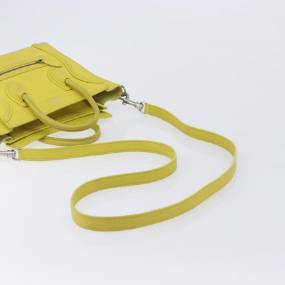 Celine Luggage Grainy Leather, Yellow, Leather, Handbag
