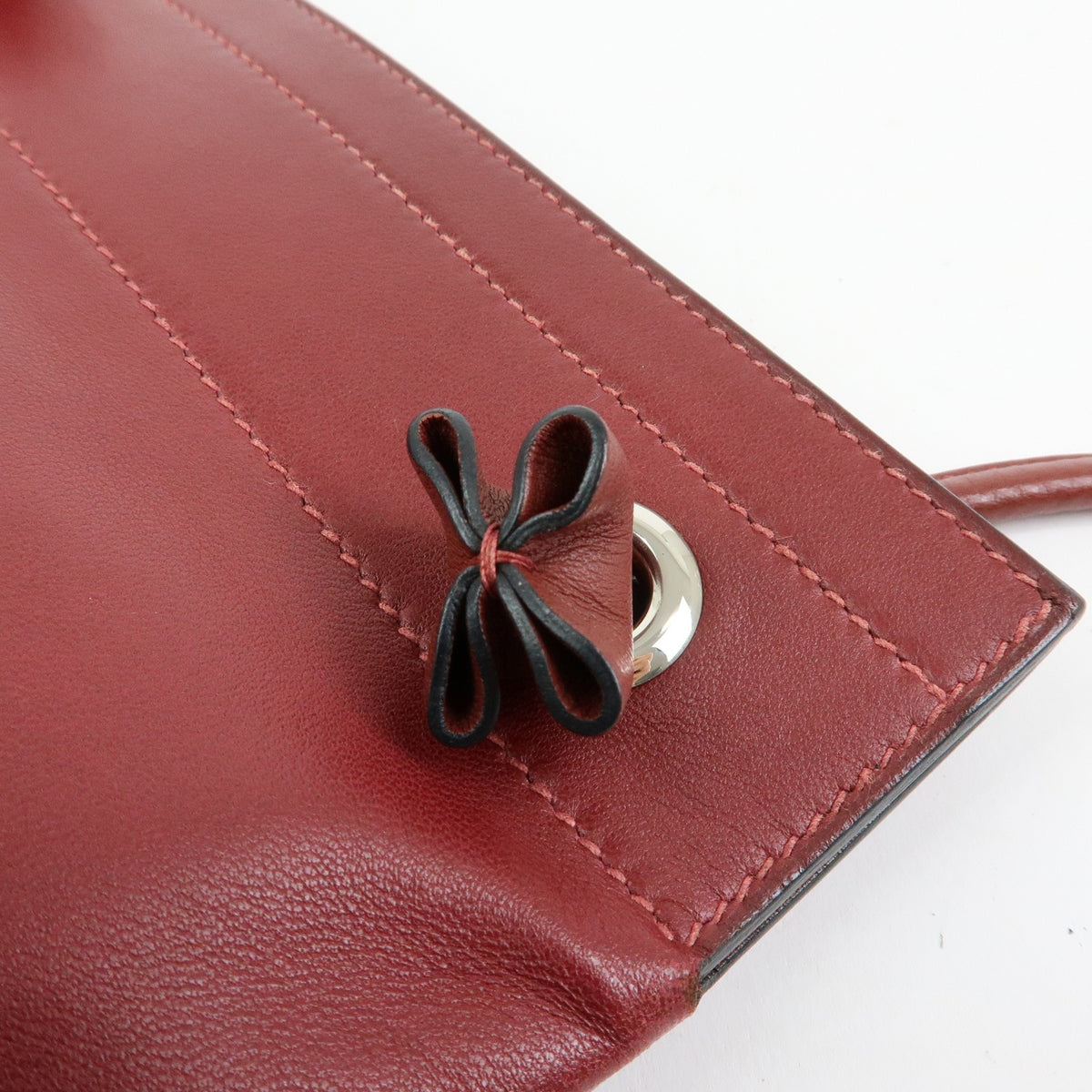 Hermes Aline Milo Lambskin and Swift, Burgundy, Leather, Handbag