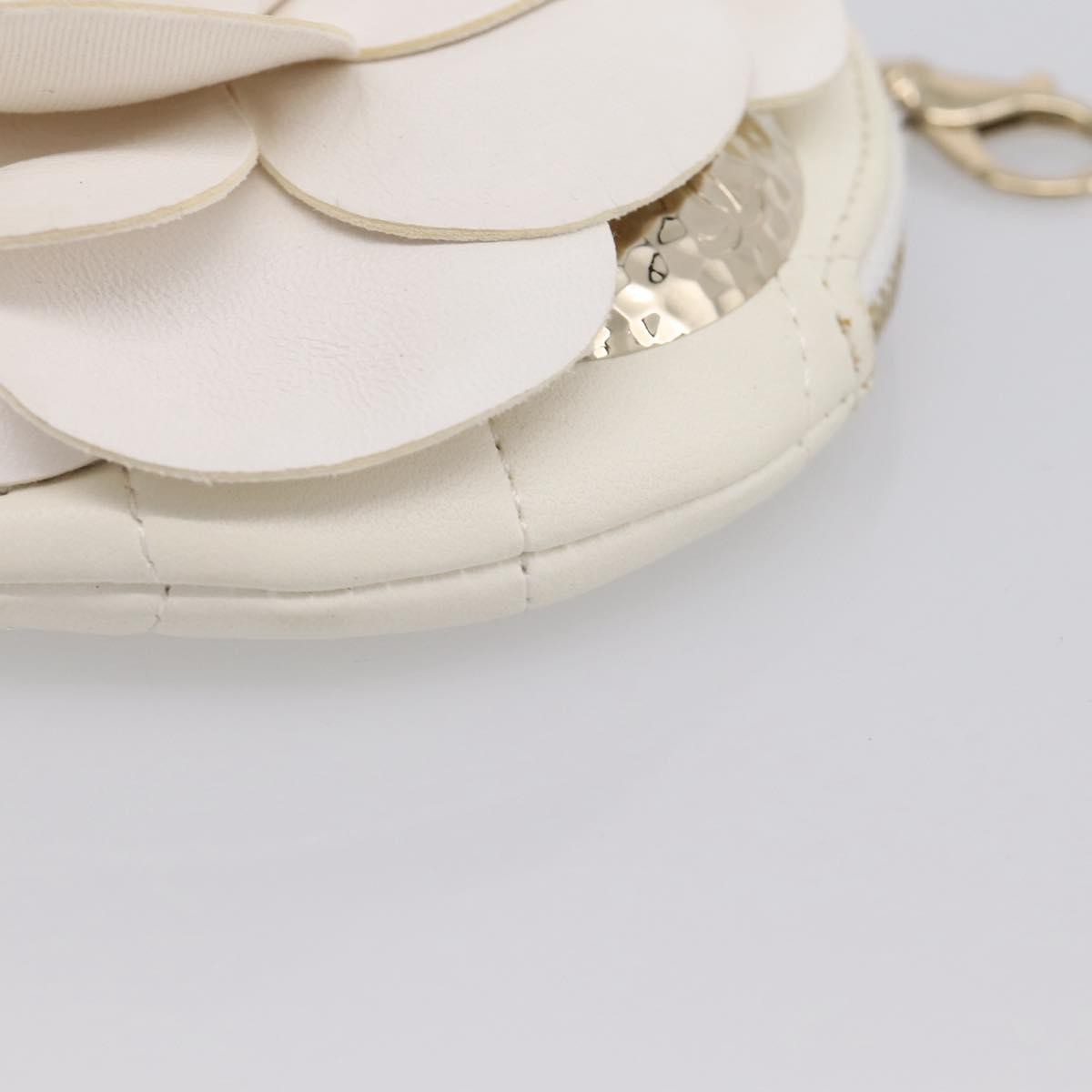 Chanel Camellia Round Clutch with Chain Lambskin, White, Leather, Clutch